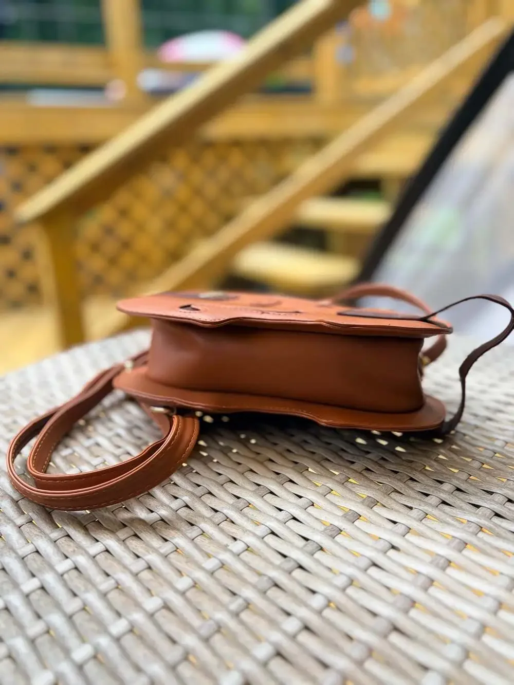 Violin Shaped PU Leather Crossbody Bag Backpack Brown
